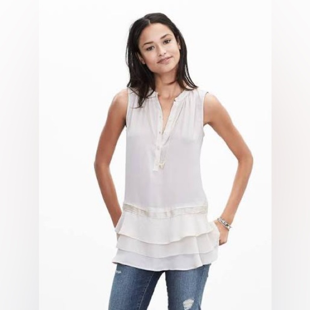 Banana Republic Tiered Ruffle Sleeveless Blouse